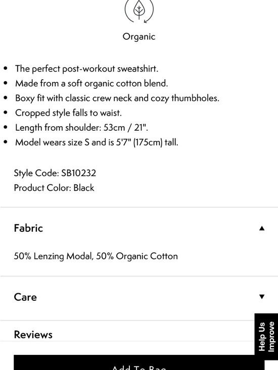 Sweaty Betty Black Pullover Sweatshirt After Class Crop black so soft - Picture 4 of 5